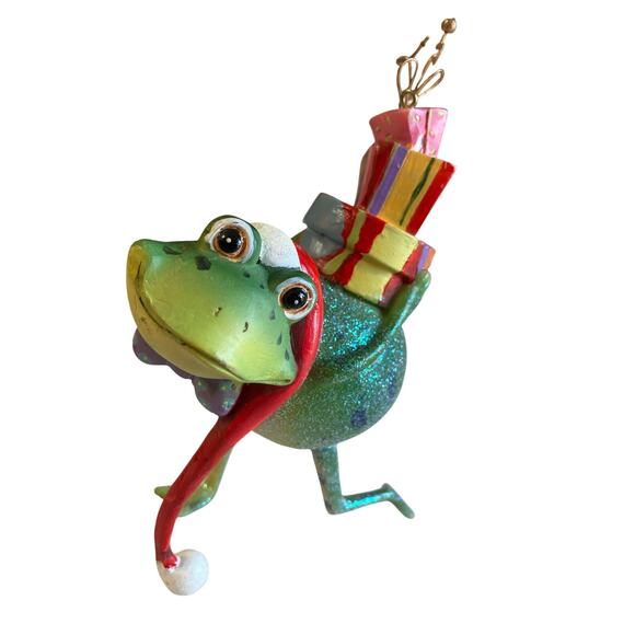 Christmas Frog toting Presents Figure - Picture 1 of 4